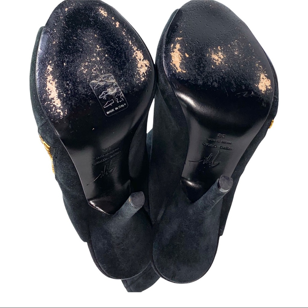 Giuseppe Zanotti Alien Boots Booties Black Suede Open Toe Cut Out - Picture 11 of 13